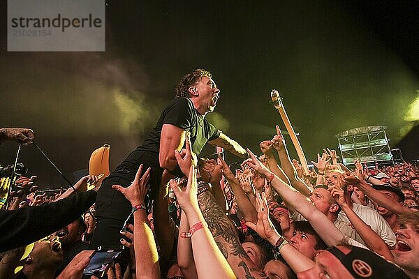 Tim McIlrath  singer of Rise Against at the Highfield Festival on Saturday  Störmthaler See  17.08.2024