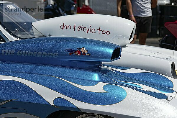 Race cars at a drag racing event  Napierville  Province of Quebec  Canada  North America