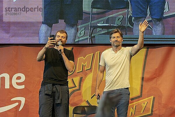 STUTTGART  GERMANY  JUN 30th 2018: Pilou Asbaek and Nikolaj Coster-Waldau at Comic Con Germany Stuttgart  a two day fan convention