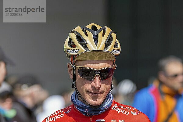 ESCHBORN  GERMANY  MAY 1st 2018: Enrico Gasparotto (Bahrain Merida) at Eschborn-Frankfurt cycling race