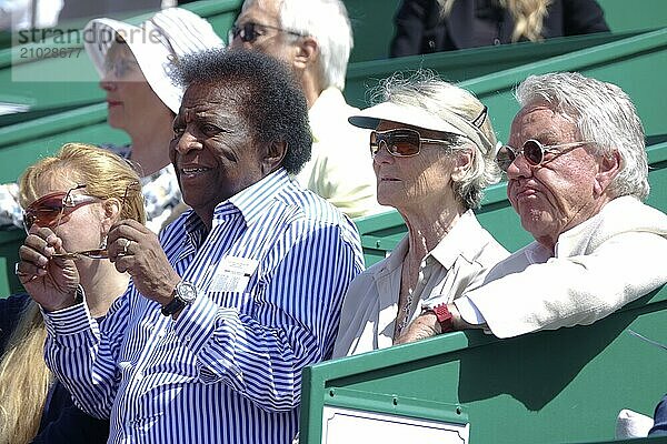 German pop singer Roberto Blanco as a spectator in a box at Court Rainier III at the ATP World Tour tennis tournament Rolex Monte-Carlo Masters  Principality of Monaco  Mediterranean Sea