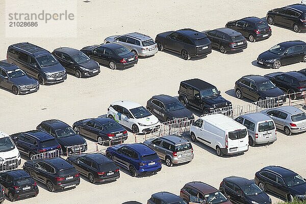 Car park with many cars  Hamburg  Germany  Europe