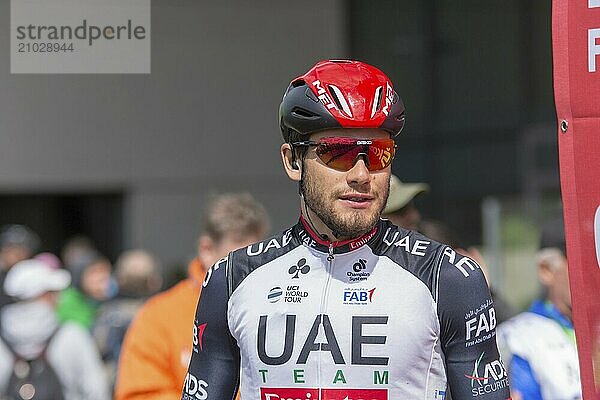 ESCHBORN  GERMANY  MAY 1: Cyclist %1 (%2) signing in at the Eschborn-Frankfurt cycling race  an annual classic cycling race starting in Eschborn and finishing at Opernplatz in Frankfurt  Germany  Europe