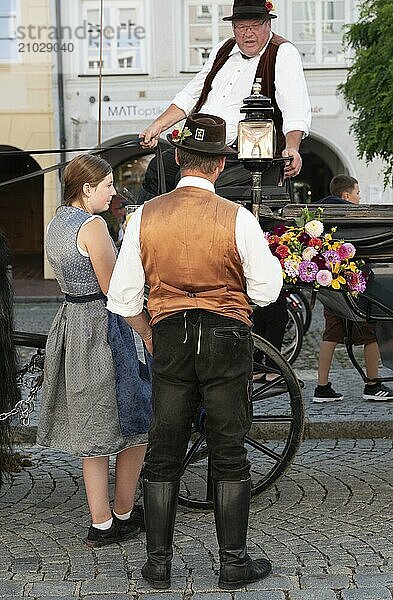 Traditional folk festival in Mühldorf am Inn  Upper Bavaria  Germany  August 30 2024  traditionally dressed man  Europe