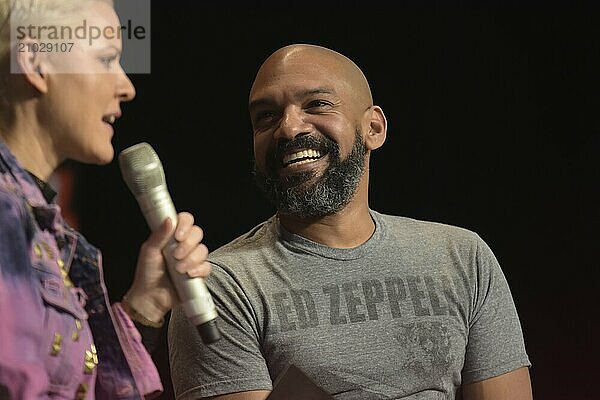 MANNHEIM  GERMANY  MARCH 17: Actor Khary Payton (Ezekiel on The Walking Dead) at the Walker Stalker Germany convention. (Photo by Markus Wissmann)