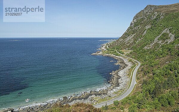 Coastal road near the village of Flø in Norway