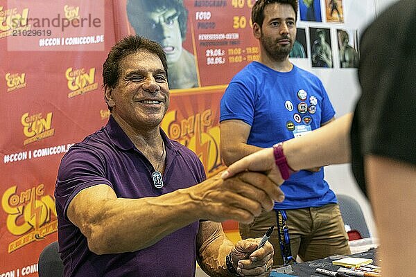 STUTTGART  GERMANY  JUN 29th 2019: Lou Ferrigno (*1951  American actor and bodybuilder) is happy to meet fans at Comic Con Germany Stuttgart  a two day fan convention