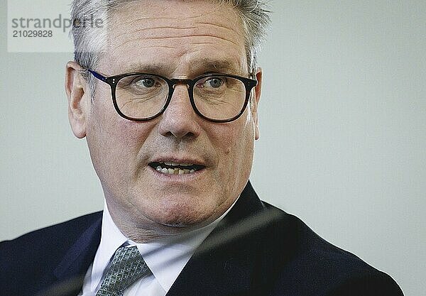 Keri Starmer  Prime Minister of the United Kingdom of Great Britain and Northern Ireland  during a press conference in Berlin  28 August 2024