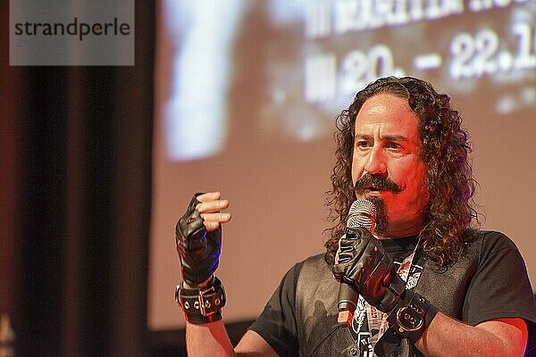 Bonn  Germany. 20th Oct 2017. Ari Lehman (* 1965)  US actor  first Jason Voorhees in Friday the 13th  talking about his experiences during a panel at Fear Con  a horror fan convention taking place in the Maritim Hotel Bonn between October 20-22nd  2017