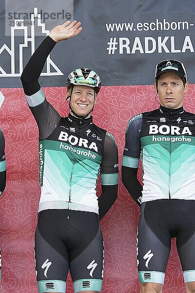 ESCHBORN  GERMANY  MAY 1st 2018: Pascal Ackermann and Aleksejs Saramotins at Eschborn-Frankfurt cycling race