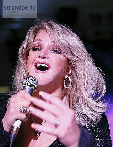 Rock singer Bonnie Tyler at a performance in the Principality of Monaco in 2014