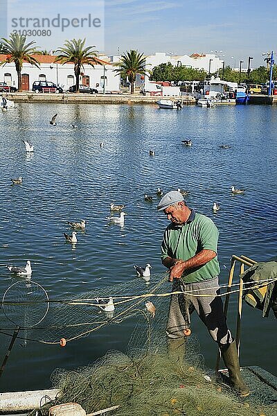 Fisherman at Gilao  Tavira  Algarve  Portugal  Europe