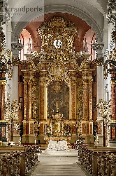 Interior view  chancel  high altar  Church of St Martin  St Martin's Church  Bamberg  Upper Franconia  Bavaria  Germany  Europe