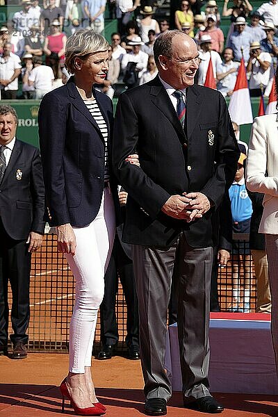 Princess Charlene and Prince Albert II of Monaco at the award ceremony Rafael Nadal after the final of the Rolex Monte-Carlo Masters 1000 ATP World Tour tennis tournament on Court Rainier III of the Monte-Carlo Country Club  Principality of Monaco