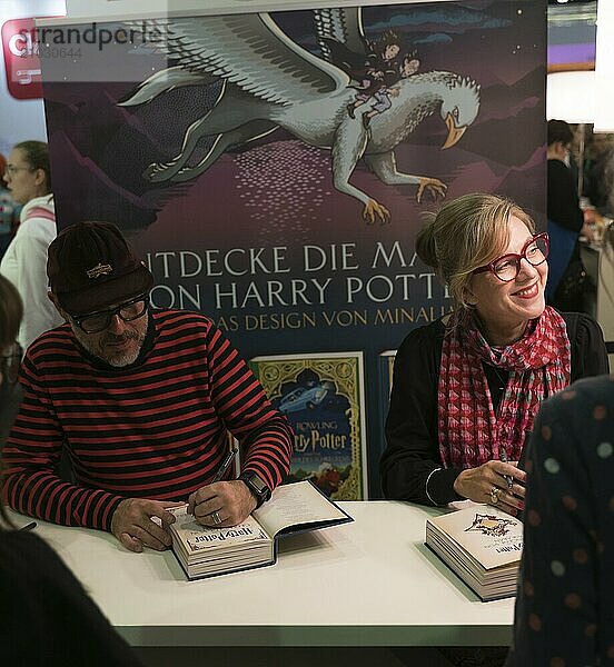 FRANKFURT AM MAIN  Germany  October 21 2023: Eduardo Lima and Miraphora Mina Portrait at the 75th Frankfurt Book Fair  Europe