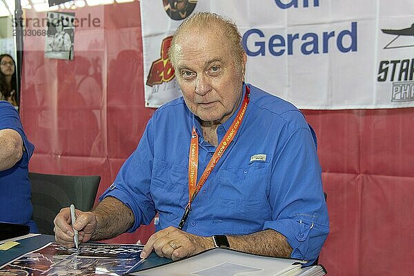 STUTTGART  GERMANY  JUN 30th 2018: Gil Gerard signing autographs for fans at Comic Con Germany Stuttgart  a two day fan convention