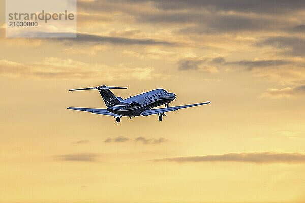 Passenger aircraft after take-off  Baden-Württemberg  Germany  Europe