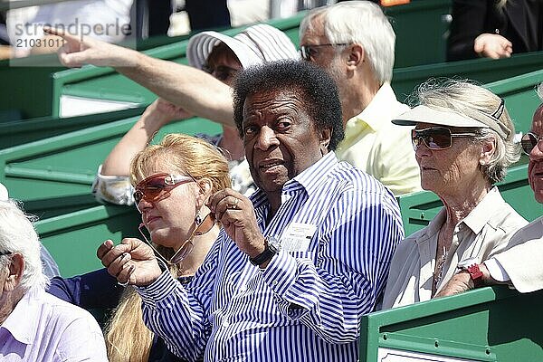 German pop singer Roberto Blanco as a spectator in a box at Court Rainier III at the ATP World Tour tennis tournament Rolex Monte-Carlo Masters  Principality of Monaco  Mediterranean Sea