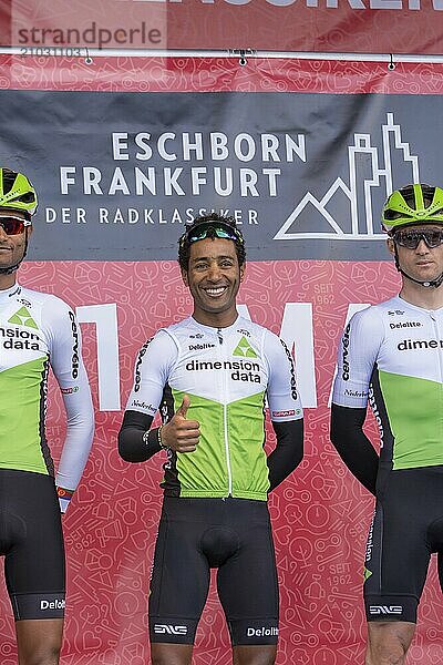 ESCHBORN  GERMANY  MAY 1: Cyclist %1 (%2) signing in at the Eschborn-Frankfurt cycling race  an annual classic cycling race starting in Eschborn and finishing at Opernplatz in Frankfurt  Germany  Europe