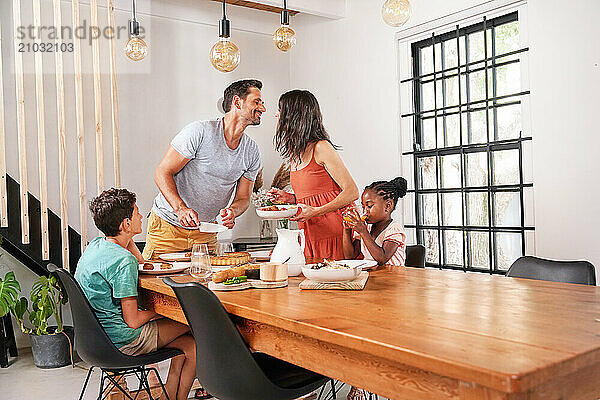 Family enjoying meal together