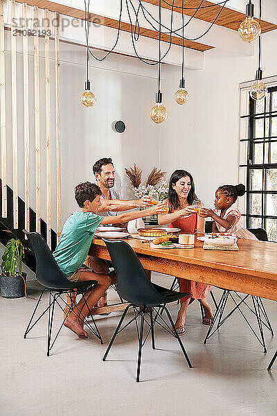 Family enjoying meal together