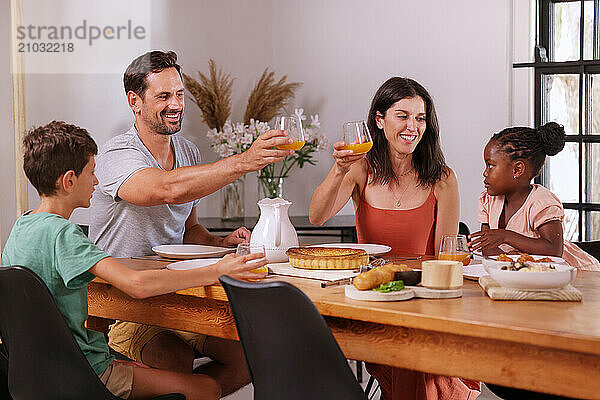 Family enjoying meal together