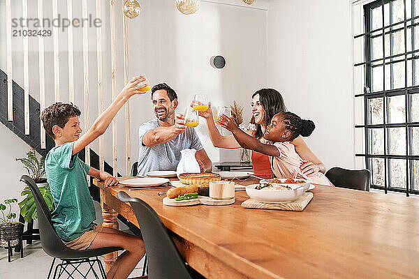 Family enjoying meal together