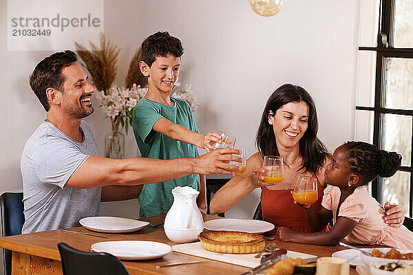 Family enjoying meal together