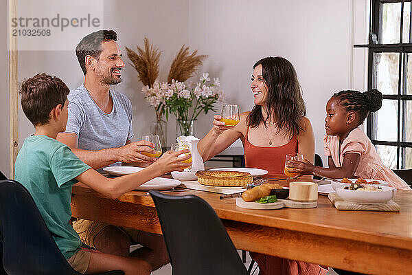 Family enjoying meal together