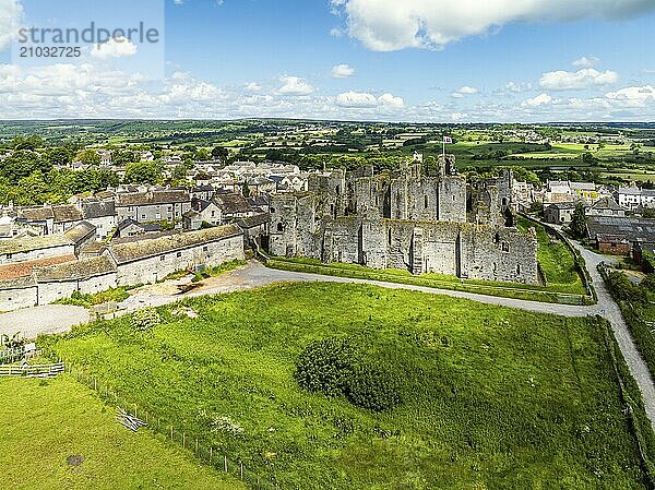 Middleham Castle from a drone  Middleham  Wensleydale  North Yorkshire  England  United Kingdom  Europe