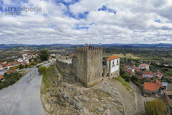 Belmonte city castle drone aerial view in Portugal