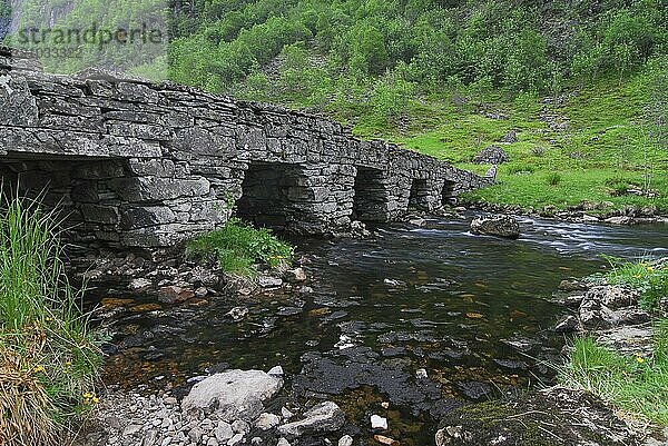 A stone bridge on the old Trondheim postal route between Leirvik and Dale in Norway