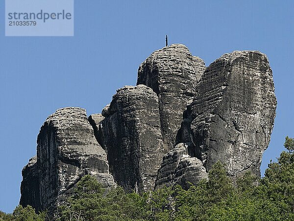 The Mönch climbing crag in Saxon Switzerland has a weather vane on its summit