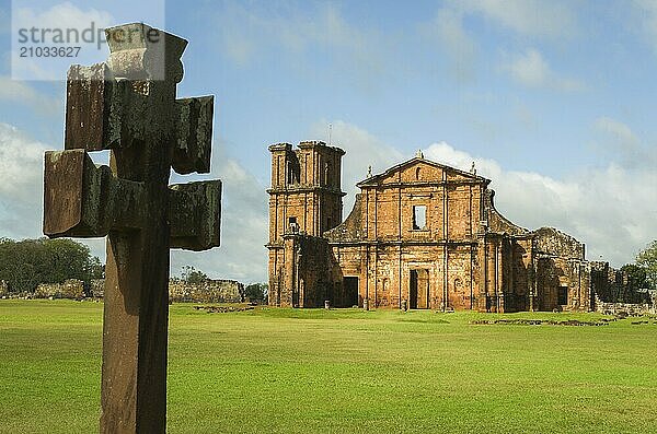 Part of the UNESCO site  Jesuit Missions of the Guaranis: Church  Ruins of Sao Miguel das Missoe  Rio Grande do Sul  Brazil  South America