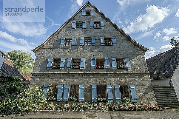 Historic Franconian sandstone house  Ödenberg  Middle Franconia  Bavaria  Germany  Europe