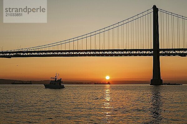 Oakland Bay Bridge at sunrise  San Francisco  California