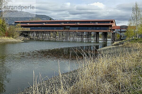 The Cedar Street Bridge over Sand Creek in scenic Sandpoint  Idaho