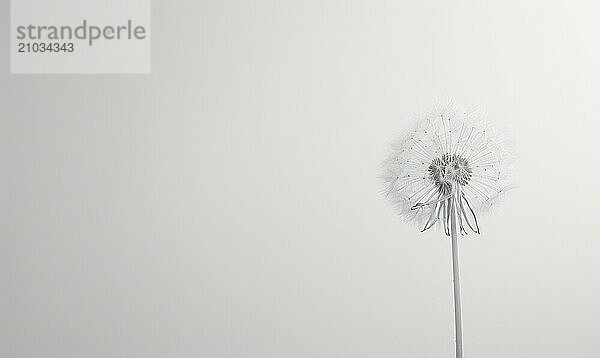 A pristine white dandelion gently swaying against a clean white backdrop AI generated