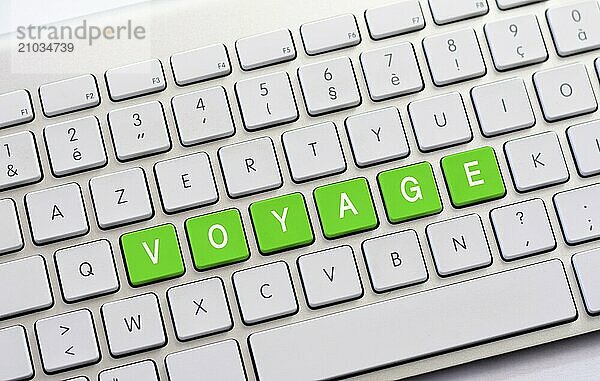 VOYAGE writing on white keyboard