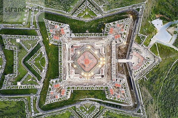 Elvas Fort drone aerial top view of Forte Nossa Senhora da Graca in Portugal