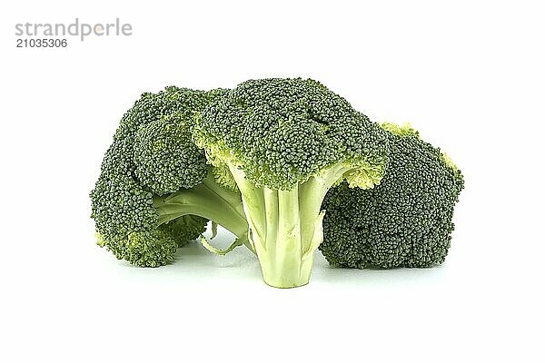 Fresh raw broccoli isolated on white background  full depth of field