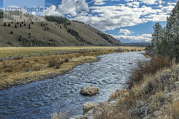 The scenic Salmon River near Stanley  Idaho