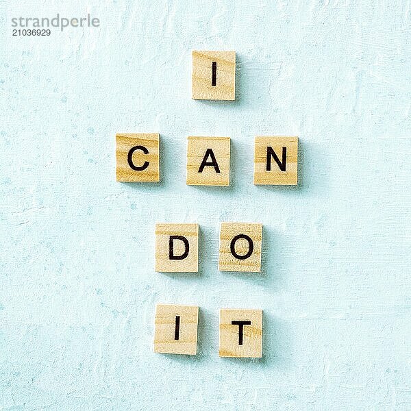 You can do it  square motivational banner with letters on a blue background  positive thinking concept  Food photography