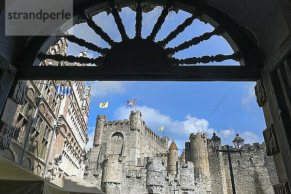 Gravensteen medieval castle of the Counts  Ghent  Flanders  Belgium  Europe