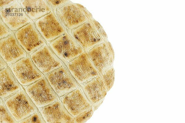 Pita flat-bread isolated on a white background. The detail and texture of the pita bread are highlighted  giving it a fresh and appetizing look