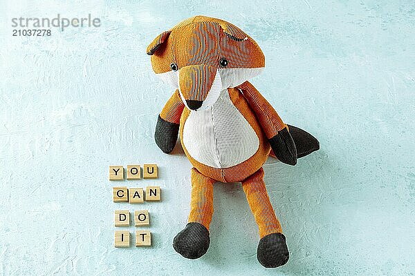 You can do it  motivational banner with letters and a toy fox on a blue background  Food photography  Food photography