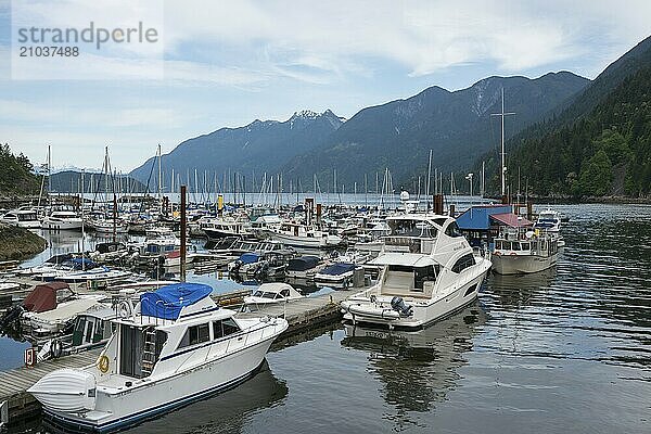 Motorboats in the harbour of Horseshoe Bay on Canada's west coast