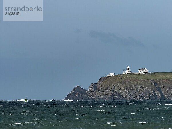 St Ann's Head Lighthouse on the coast of Wales in Great Britain