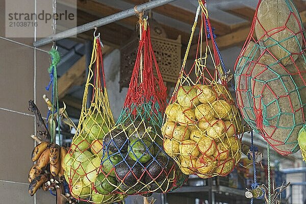 African tropical fruits in nets