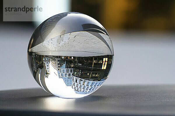 Dorotheen Quartier in Stuttgart photographed through the glass ball